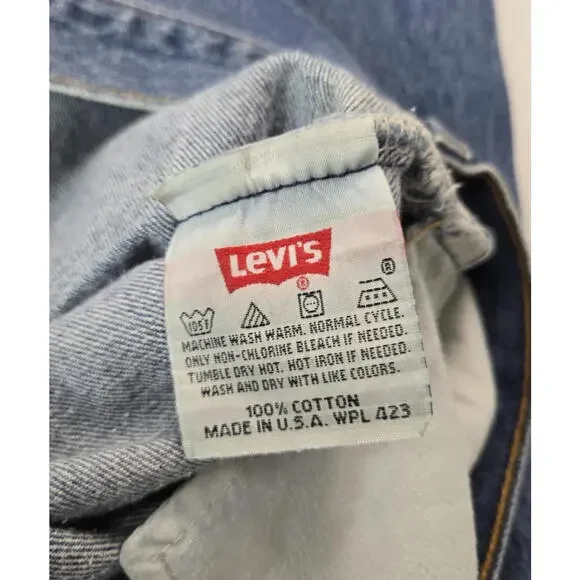 Levis Vintage 80s USA 501 0115 Button Fly Blue Denim Jeans Mens Size 35x32